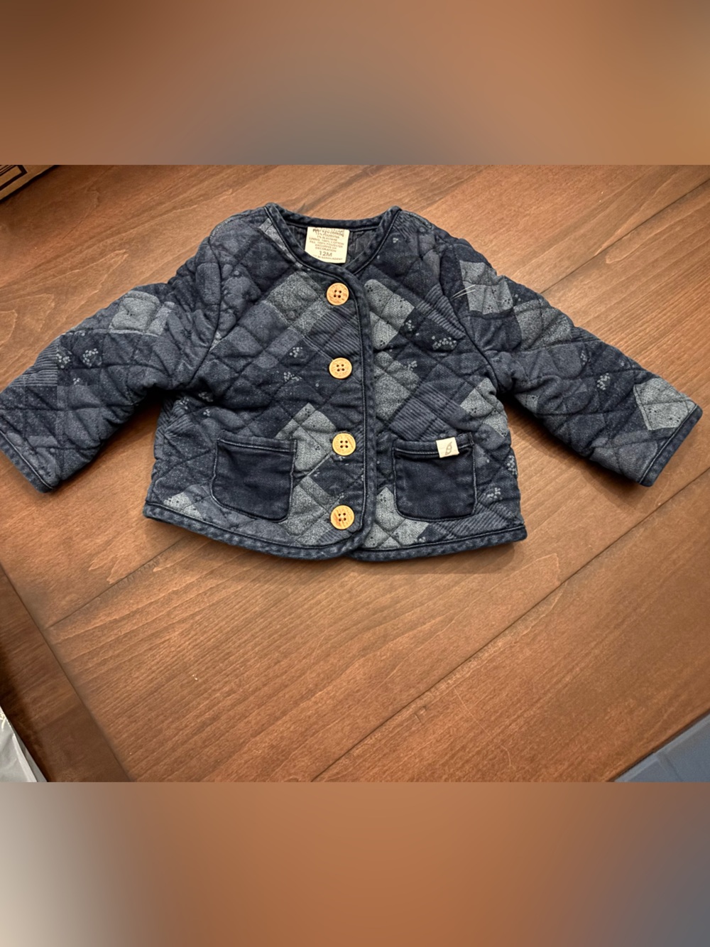 Quilted Navy Cotton Jacket with Button Front